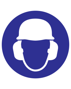 Bord Helm en oorbescherming verplicht ISO7010