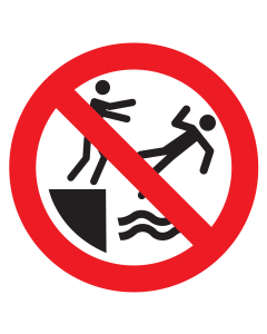 Bord met pictogram in het water duwen verboden ISO7010 - P062
