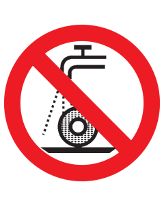 Bord met pictogram nat slijpen verboden