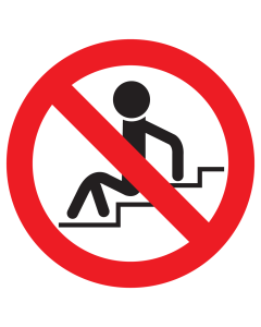 Bord met pictogram verboden om op de trap te zitten