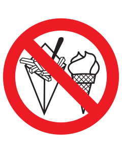 Bord met pictogram patat en ijs verboden