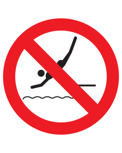 Bord met pictogram duiken verboden