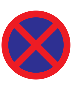 Bord met pictogram parkeren en stilstaan verboden