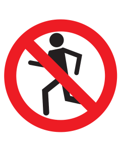 Bord met pictogram lopen verboden