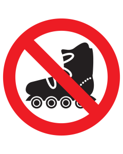 Bord met pictogram skeelers verboden