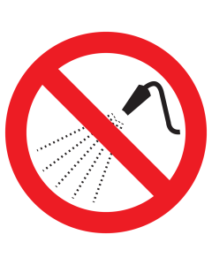 Bord met pictogram verboden te sproeien met water ISO7010 - P016