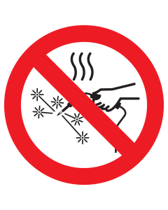 Bord met pictogram werken met hitte bronnen verboden