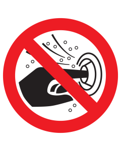 Bord met pictogram verboden vinger in nozzle van jetstream te steken ISO7010 - P070