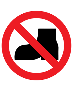 Bord met pictogram buitenschoenen verboden ISO7010 - P060
