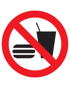 Bord met pictogram eten en drinken verboden