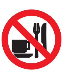 Bord met pictogram eten en drinken verboden