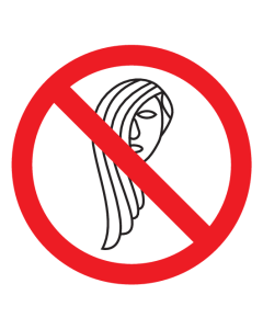 Bord met pictogram Lang haar verboden