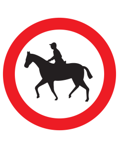 Bord met pictogram ruiters verboden