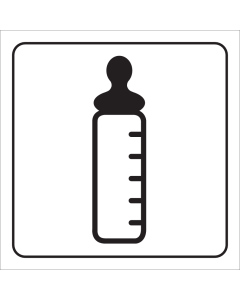 Wit bord met pictogram fles voor aanduiden voedingsruimte