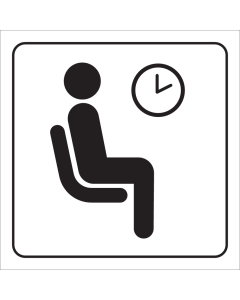 Wit bordje met pictogram om een wachtruimte aan te duiden
