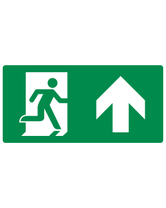Dubbelzijdig bord met pictogram nooduitgang rechtdoor ISO 7010