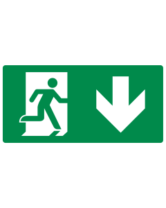 Forex bord met pictogram nooduitgang omlaag ISO 7010