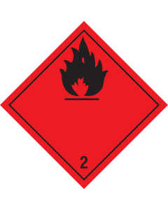 Gevaarsetiket brandbare gassen 2.1 - ADR, ADN, IMO, IMDG, RID en IATA