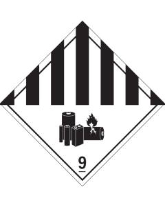 Gevaarsetiket Lithium Batterijen 9 - sticker - ADR, ADN, IMO, IMDG, RID en IATA