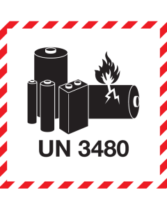 Gevaarsetiket voor Lithium Ion Batterijen UN 3480 - Sticker Label IATA