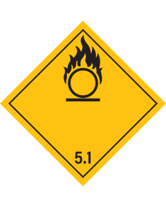 Gevaarsetiket Oxiderende Stoffen 5.1 - sticker - ADR, ADN, IMO, IMDG, RID en IATA