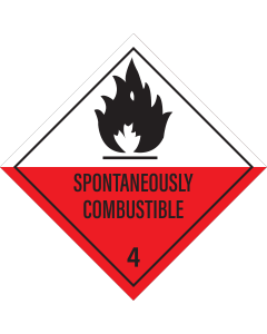 Gevaarsetiket Spontaneously Combustible 4.2 - sticker - ADR, ADN, IMO, IMDG, RID en IATA