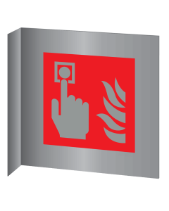 Aluminium haaks bord met brandmelder pictogram volgens ISO7010 - F005