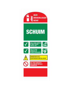 Identificatie bordje voor het gebruik van een schuimblusser