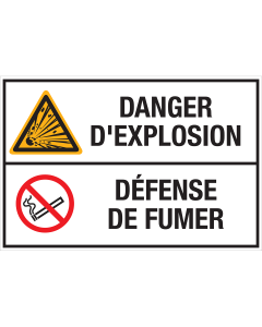 Panneau Danger d'explosion - Défense de fumer