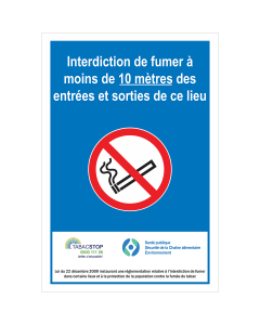 Panneau Ce lieu est sans fumee de 10 metres