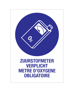 Bord Panneau Zuurstofmeter verplicht met tekst NL/FR