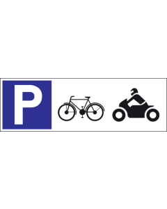 Parkeerbord "Fietsen en motoren" Dibond 340x110mm