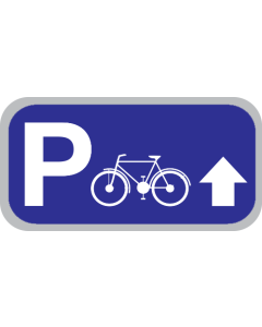 Parkeerbord "Fietsen rechtdoor" aluminium 400x200mm