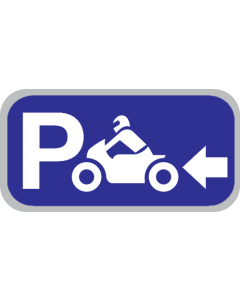 Parkeerbord "Motoren links" aluminium 400x200mm