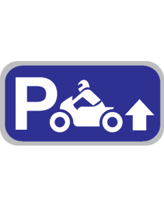Parkeerbord "Motoren rechtdoor" aluminium 400x200mm