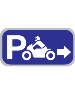 Parkeerbord "Motoren rechts" aluminium 400x200mm