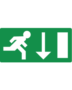 Bord met pictogram nooduitgang omlaag