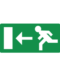 Bord met pictogram nooduitgang links