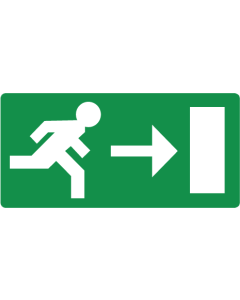 Bord met pictogram nooduitgang rechts