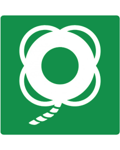 Sticker met pictogram reddingsboei met lijn ISO 7010