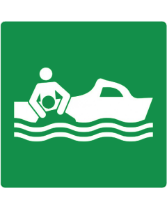 Bord met pictogram reddingsboot ISO 7010