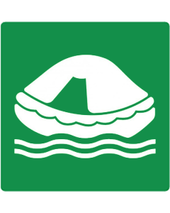 Bord met pictogram reddingsvlot ISO 7010