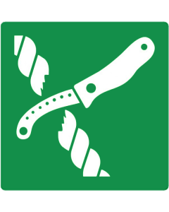 Bord met pictogram mes reddingsvlot ISO 7010