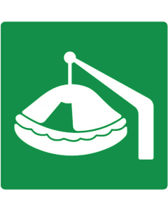 Bord met pictogram reddingsvlot met kraan ISO 7010