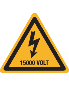 Sticker met pictogram / spanningsaanduiding "Waarschuwing 15000 volt" - ISO 7010 - W012