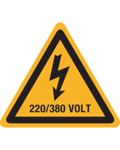 Sticker met pictogram / spanningsaanduiding "Waarschuwing 220/380 volt" - ISO 7010 - W012