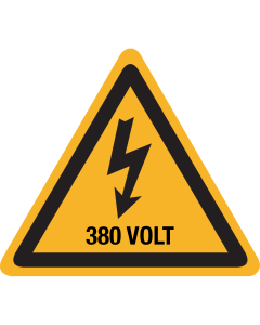 Sticker met pictogram / spanningsaanduiding "Waarschuwing 380 volt" - ISO 7010 - W012