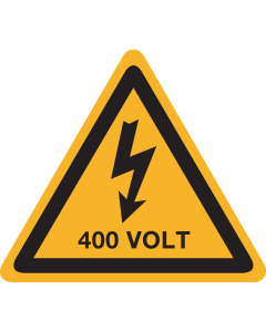 Sticker met pictogram / spanningsaanduiding "Waarschuwing 400 volt" - ISO 7010 - W012