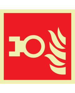 Fotoluminescerende sticker met pictogram aansluitpunt droge blusleiding