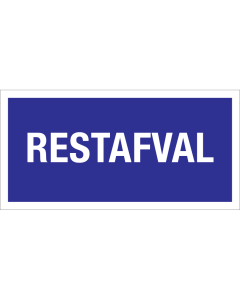 Blauwe sticker met tekst voor afvalscheiding van restafval